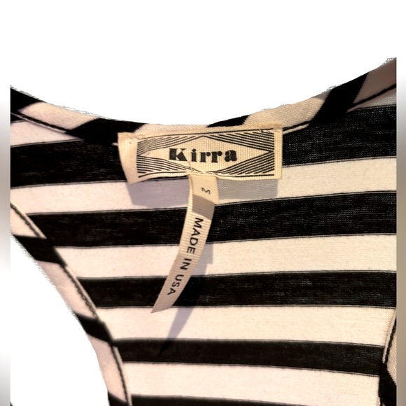 Kirra | Black and white striped maxi dress with slit | Medium - Picture 4 of 4